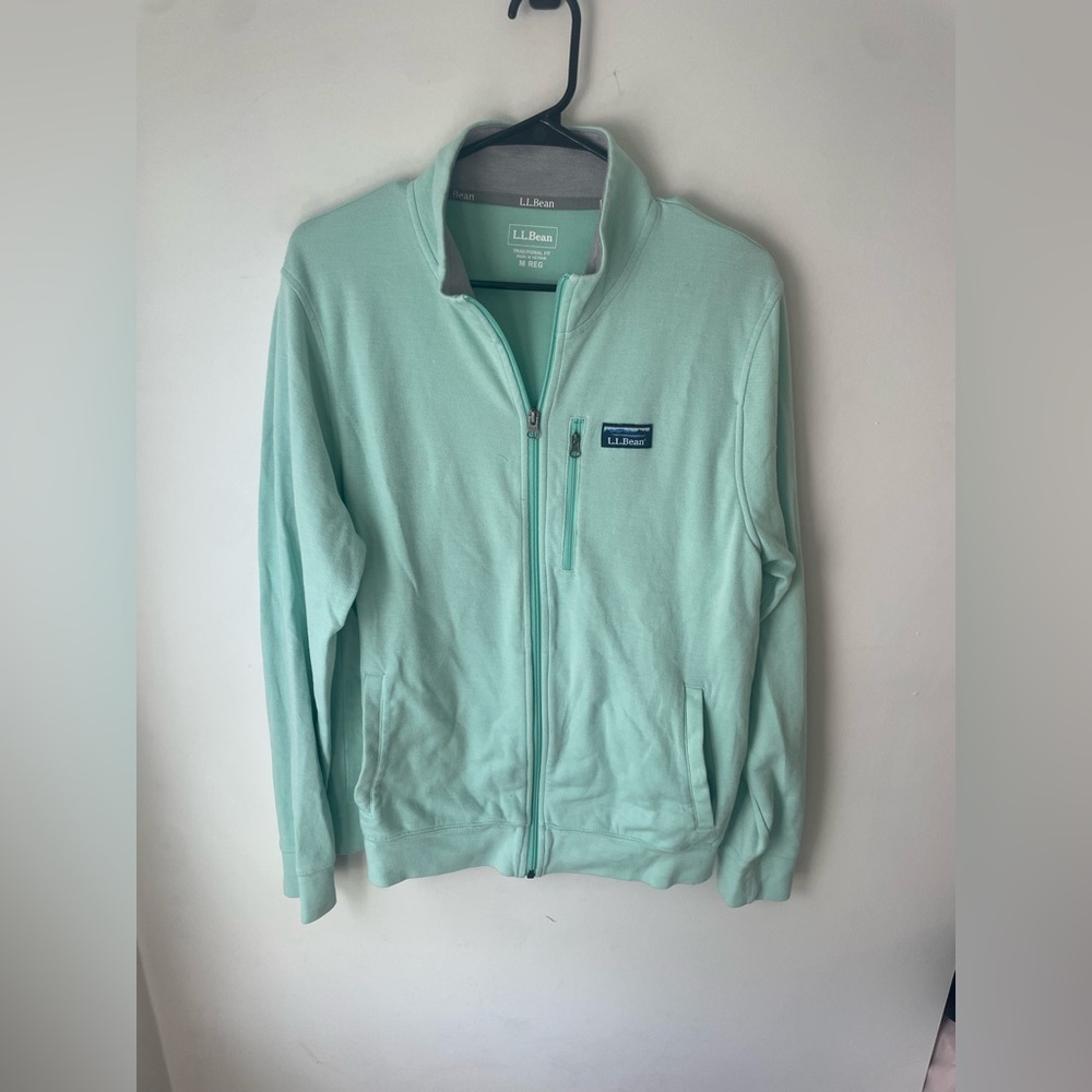L.L. Bean Mint Green Cotton Zip Up Jacket Men’s Medium Regular